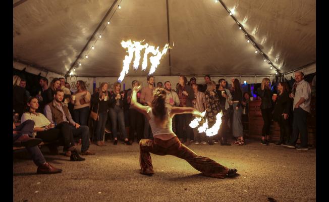 The floor show was hot as the SXKO crowd spilled over to the The Craftsman's tented outdoor venue.