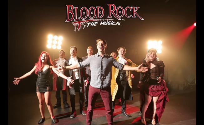 "Blood Rock: The Musical" Includes Cast Members Thomas Hollow, Center, and Ellie Wyman, Far Right