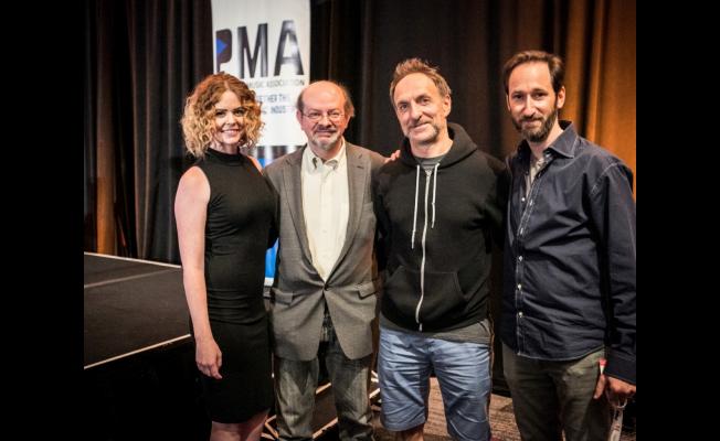 Left to Right: PMA Executive Director Morgan McKnight, Journalist Jon Burlingame, Keynote Speaker/Composer Mychael Danna, Konsonant Music Composer Andrew Gross