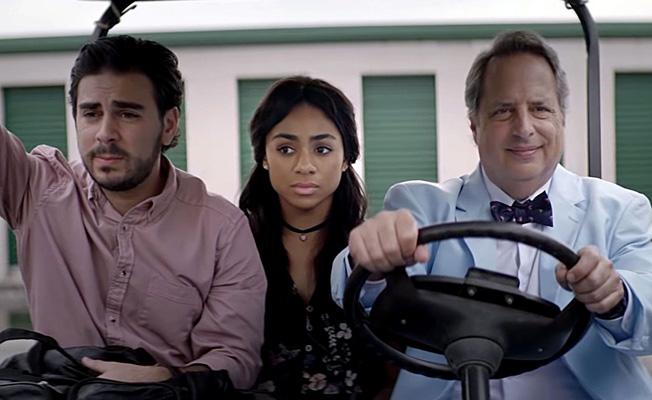 Jon Lovitz, Grant Rosenmeyer, and Chelsea Tavares in "Chasing The Blues." Image courtesy of Fulton Market Films.