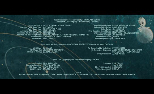 Guardians of the Galaxy Vol. 2 end crawl image courtesy of Sarofsky.