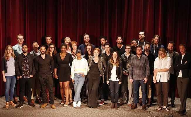 SHOOT New Directors Showcase 15th Anniversary "Class of 2017" group photo. Enter the NDS now and you just might be in the 2018 photo on stage at the DGA!