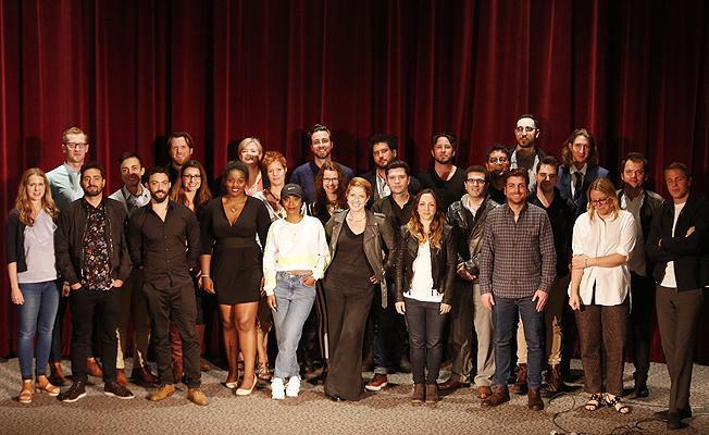 SHOOT NDS Class of 2017 - on stage photo at the DGA in NYC during 2017 NDS Event. Directors directing professionally less than 3 years can enter SHOOT's 16th Annual New Directors Search at http://enterNDS.shootonline.com. Become a Sponsor of the SHOOT Directors/Producers Forum & 16th Annual New Directors Search: https://shootonline.com/SHOOTForumNDSEventSponsorship