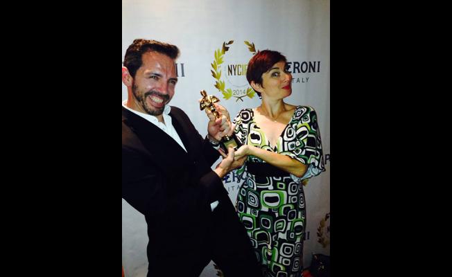 Mel England and Janice Markham celebrate their win for Best Comedy at NYCIFF