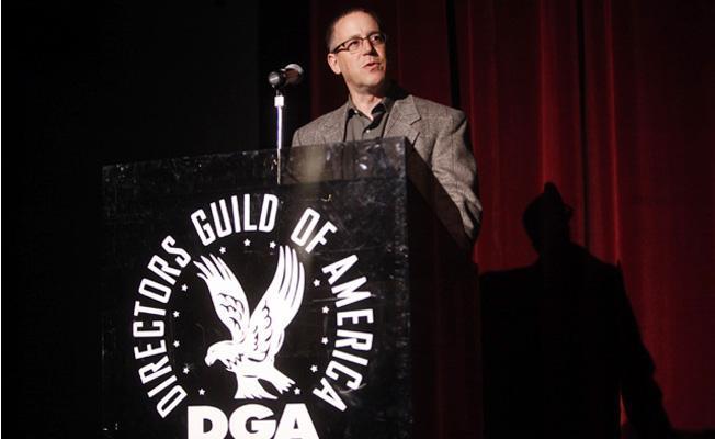 In this file photo, taken May 21st, 2015, Russell Hollander addresses audience at the DGA Theater in NYC. Hollander, a 16-year DGA veteran, formerly headed the DGA’s New York office before moving to its Los Angeles headquarters to take on an expanded national role in January 2016. (Photo by Thos Robinson)