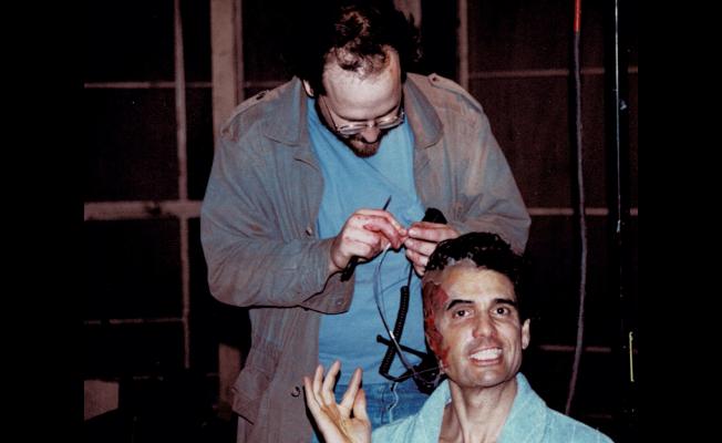 Character and Makeup FX Artist Todd Masters Works on Actor Chris Sarandon During Production of "The Resurrected"