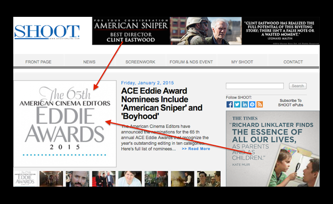 FYC Campaigns in SHOOT helped Lead To Noms & Wins Again & Again. You can't argue with success... SHOOT Digital and Print Platforms provide an ideal environment in which to promote prior to nominations to garner noms & then nominated films and artisans through final voting leads to wins. (Images from past pages of SHOOTonline)
