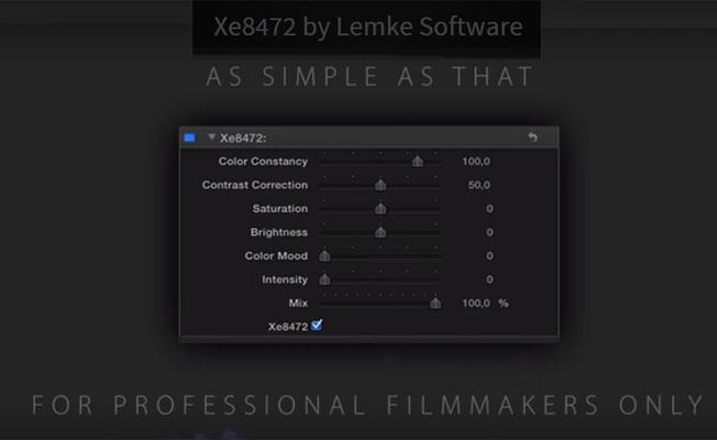 Offered as a plugin for Final Cut Pro X editors and Apple Motion users, Xe8472 was developed by Lemke Software and delivers automatic color correction based on Color Constancy.